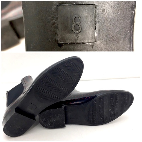 HENRY Ferrera Heart Print Ankle Rain Boot In Black With Red Heart - Picture 10 of 10